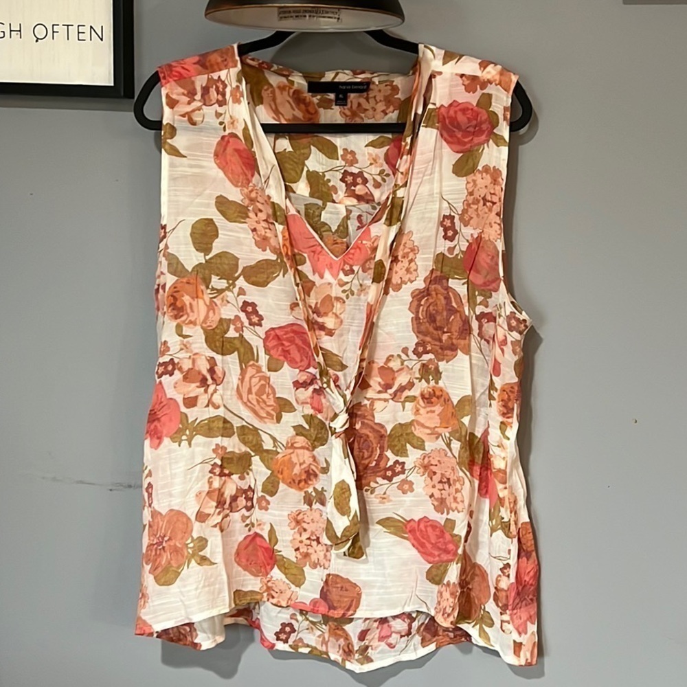 Harve Benard Lightweight Sleeveless Floral Blouse Size XL